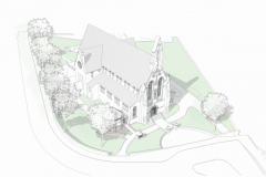 Ariel view showing  the new paths and entrance to footpath